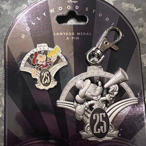 Disney Pin - Disney's Hollywood Studios 25th Anniversary - Lanyard Medal & Pin S